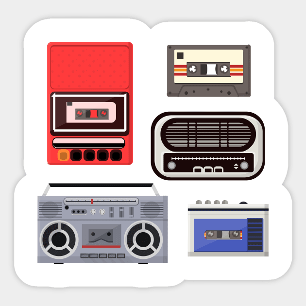 Retro Music Players Sticker by Digster